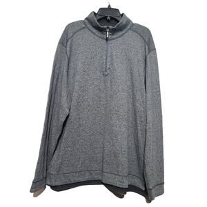 Tommy Bahama Reversible 1/2 Zip Pullover Gray Black XL GUC Cotton Stretch